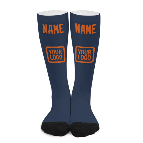 Maßgeschneidertes Marineblau Orange Kniestrümpfe