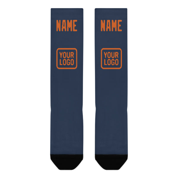Maßgeschneidertes Marineblau Orange Kniestrümpfe
