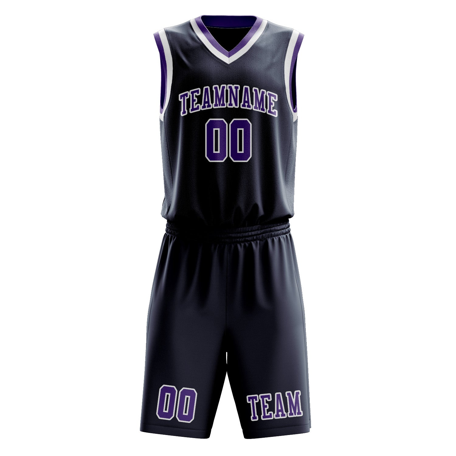 Benutzerdefiniertes Professionelles Marineblau Lavendel Basketballtrikot-Set