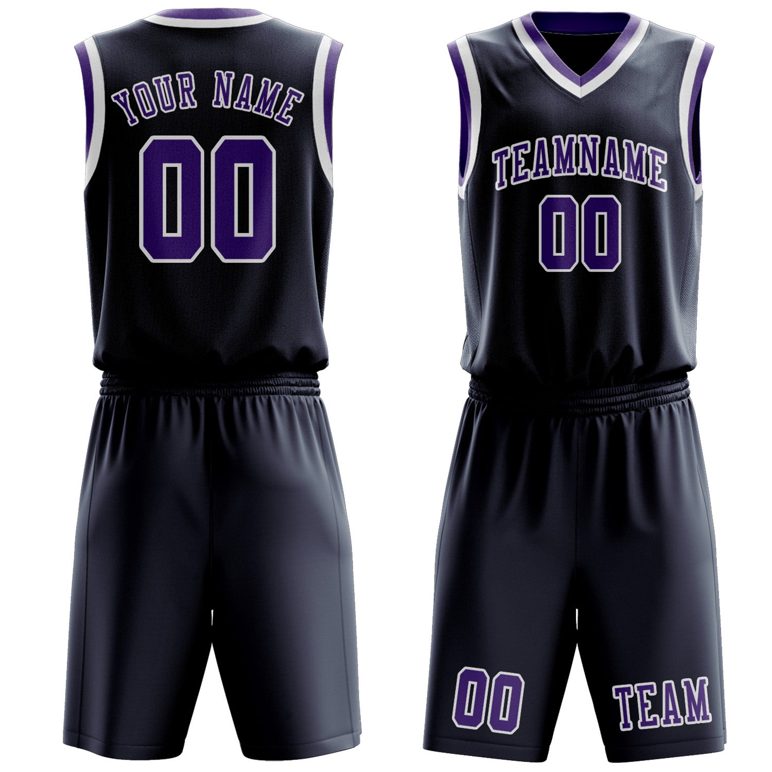 Benutzerdefiniertes Professionelles Marineblau Lavendel Basketballtrikot-Set