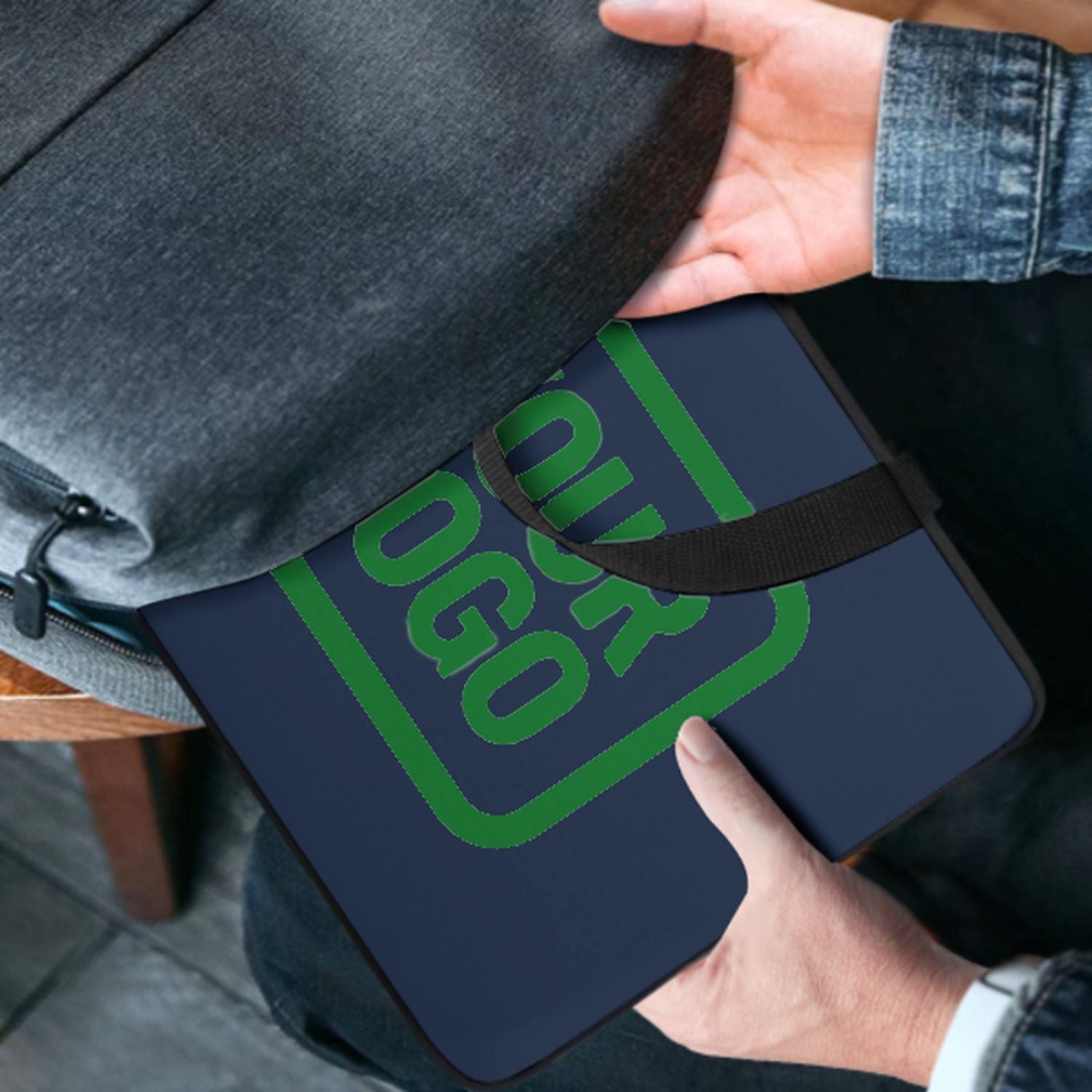 Maßgeschneidertes Marineblau Emerald Green Laptop Tasche