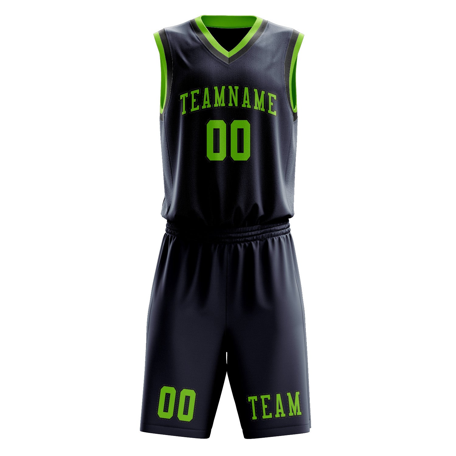 Benutzerdefiniertes Professionelles Marineblau Smaragdgrün Basketballtrikot-Set