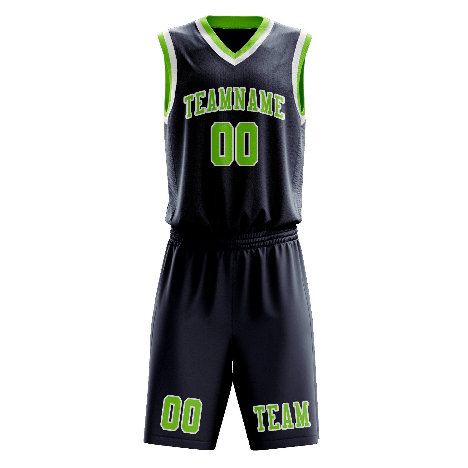 Benutzerdefiniertes Professionelles Marineblau Smaragdgrün Basketballtrikot-Set