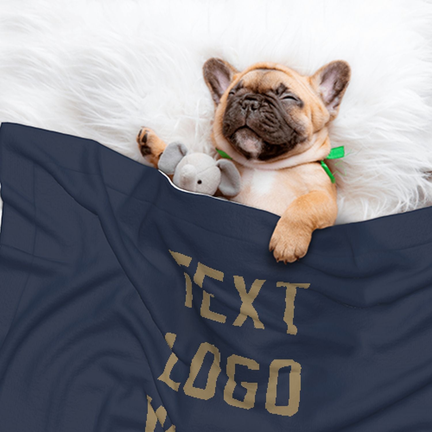 Coperta personalizzata per animali domestici blu navy e cachi chiaro