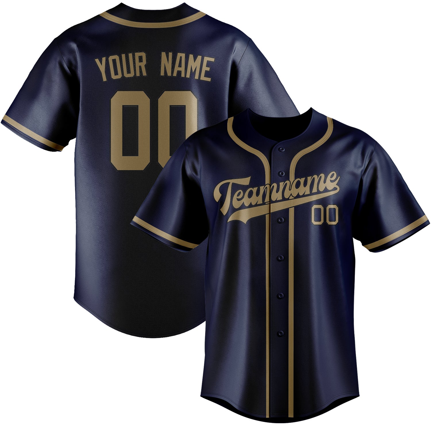 Benutzerdefiniertes Professionelles Marineblau Hellkhaki Baseballtrikot