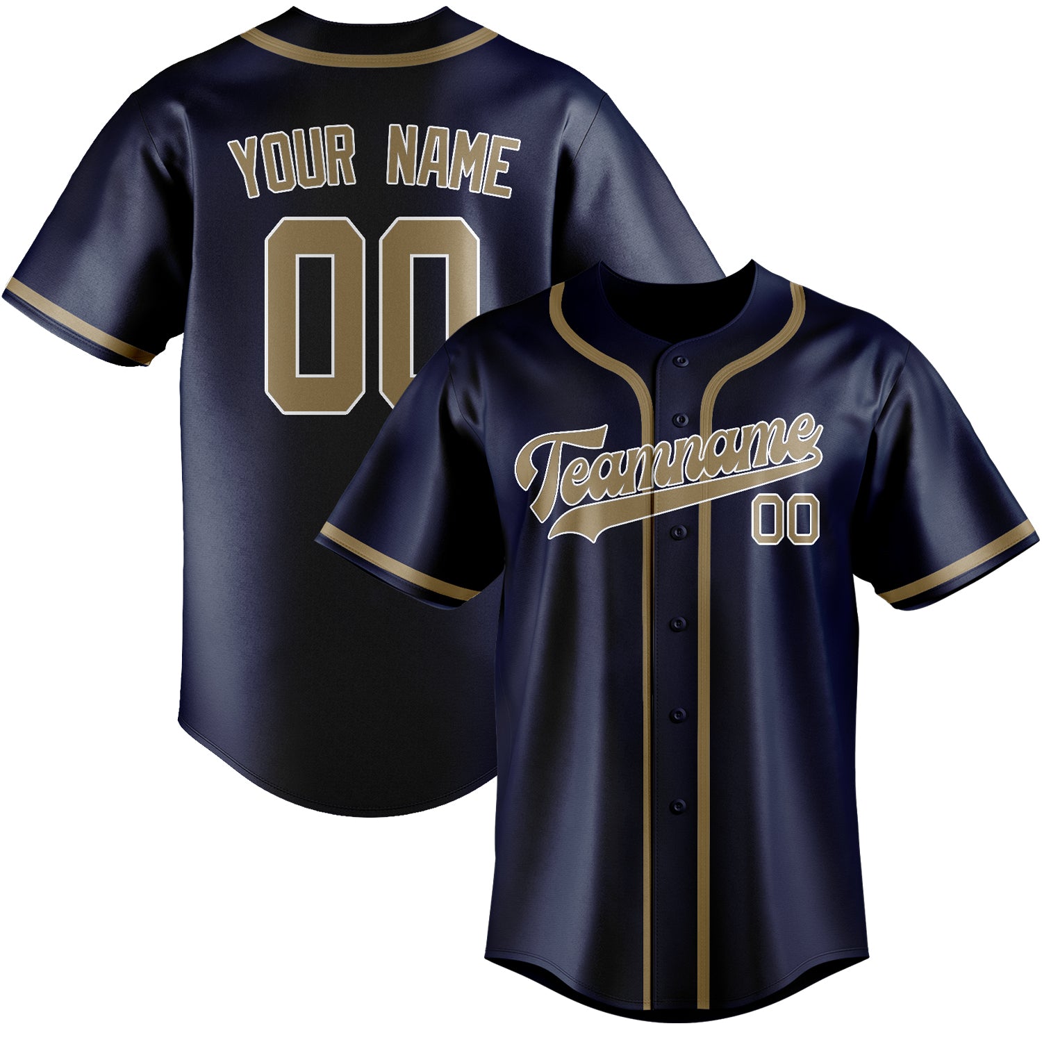 Benutzerdefiniertes Professionelles Marineblau Hellkhaki Baseballtrikot