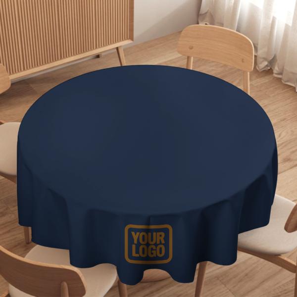 Maßgeschneidertes Marineblau Khaki Runde Tischdecke