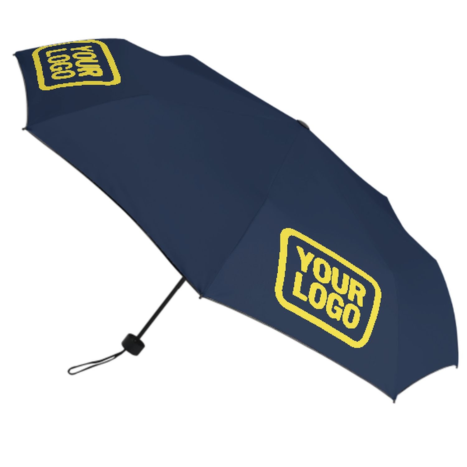 Maßgeschneidertes Marineblau Blassgelb Automatik-Regenschirm