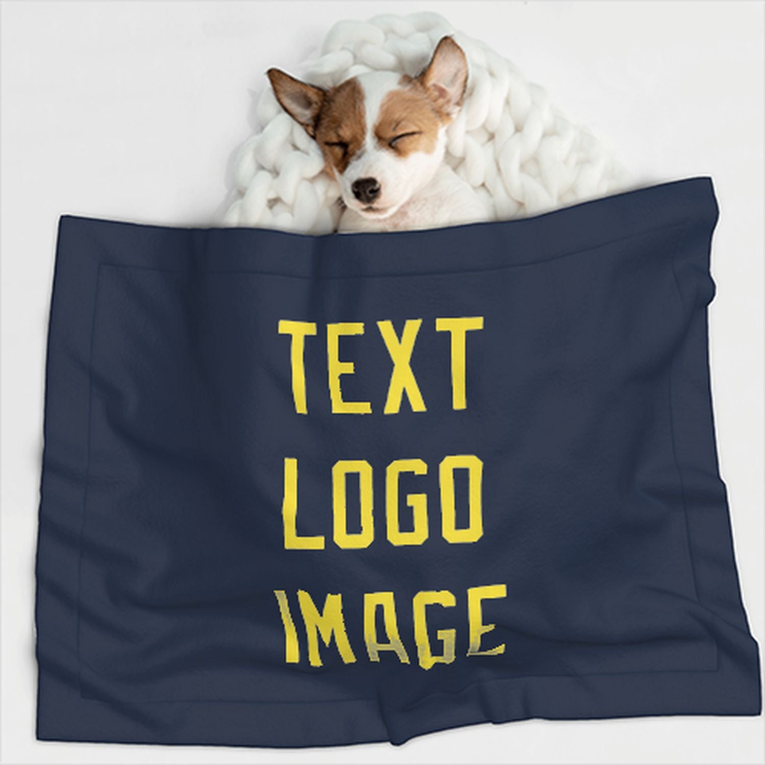 Coperta personalizzata per animali domestici blu navy e giallo pallido