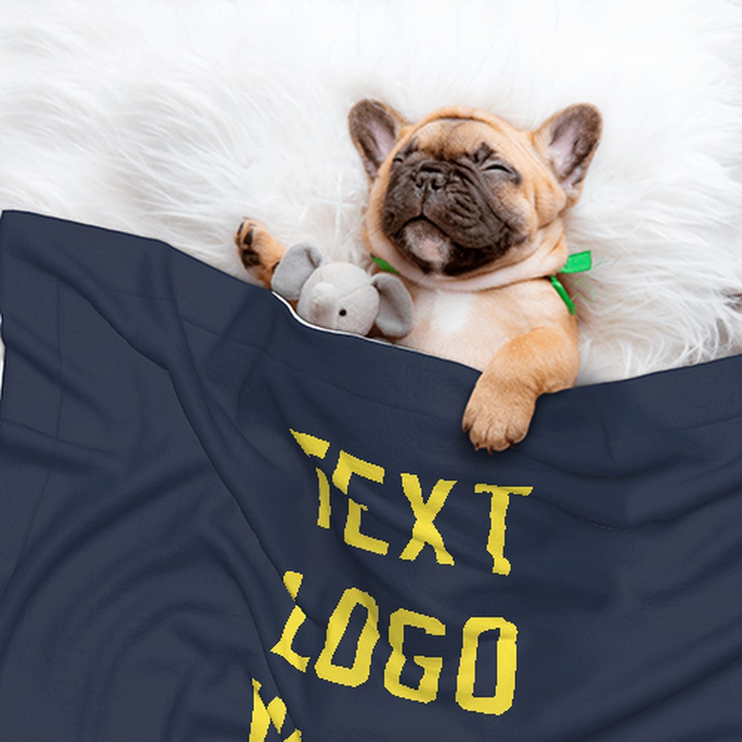 Coperta personalizzata per animali domestici blu navy e giallo pallido