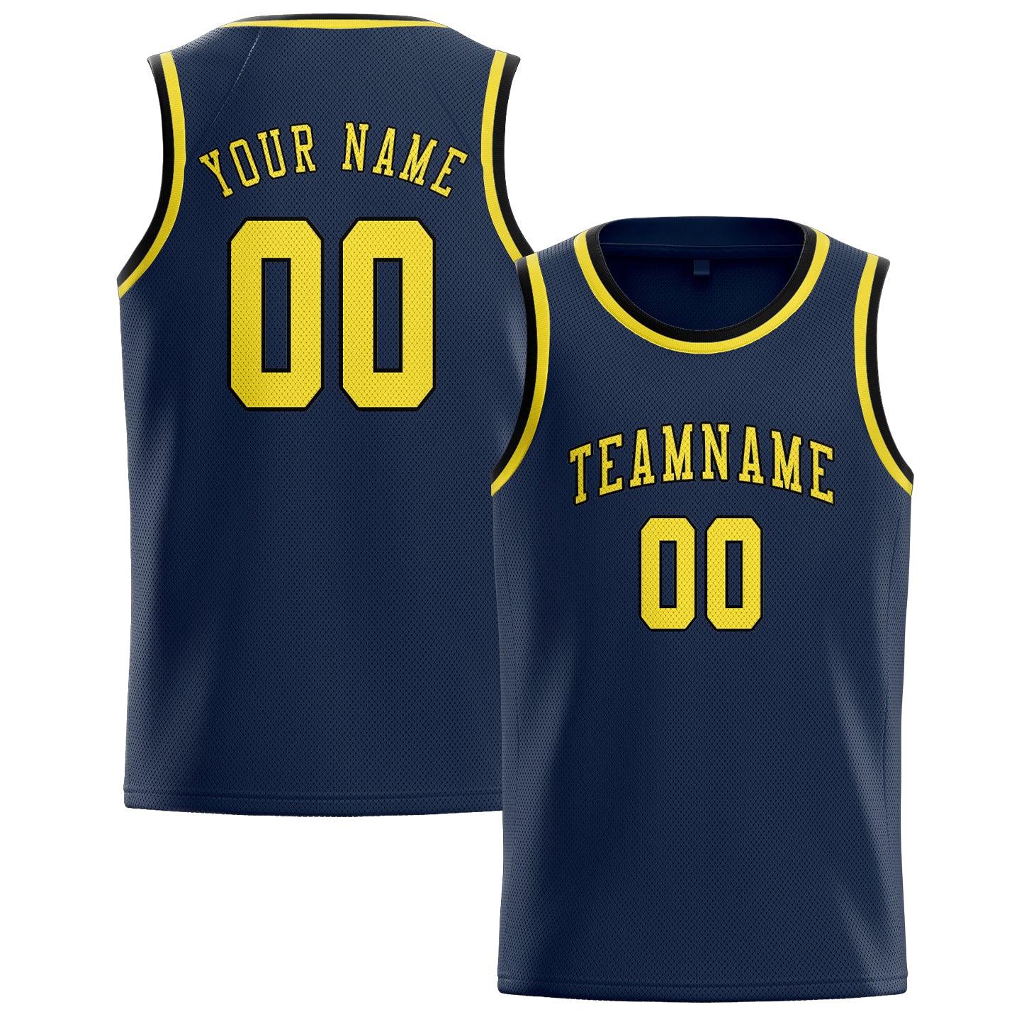 Benutzerdefiniertes Professionelles Marineblau Blassgelb Basketballtrikot