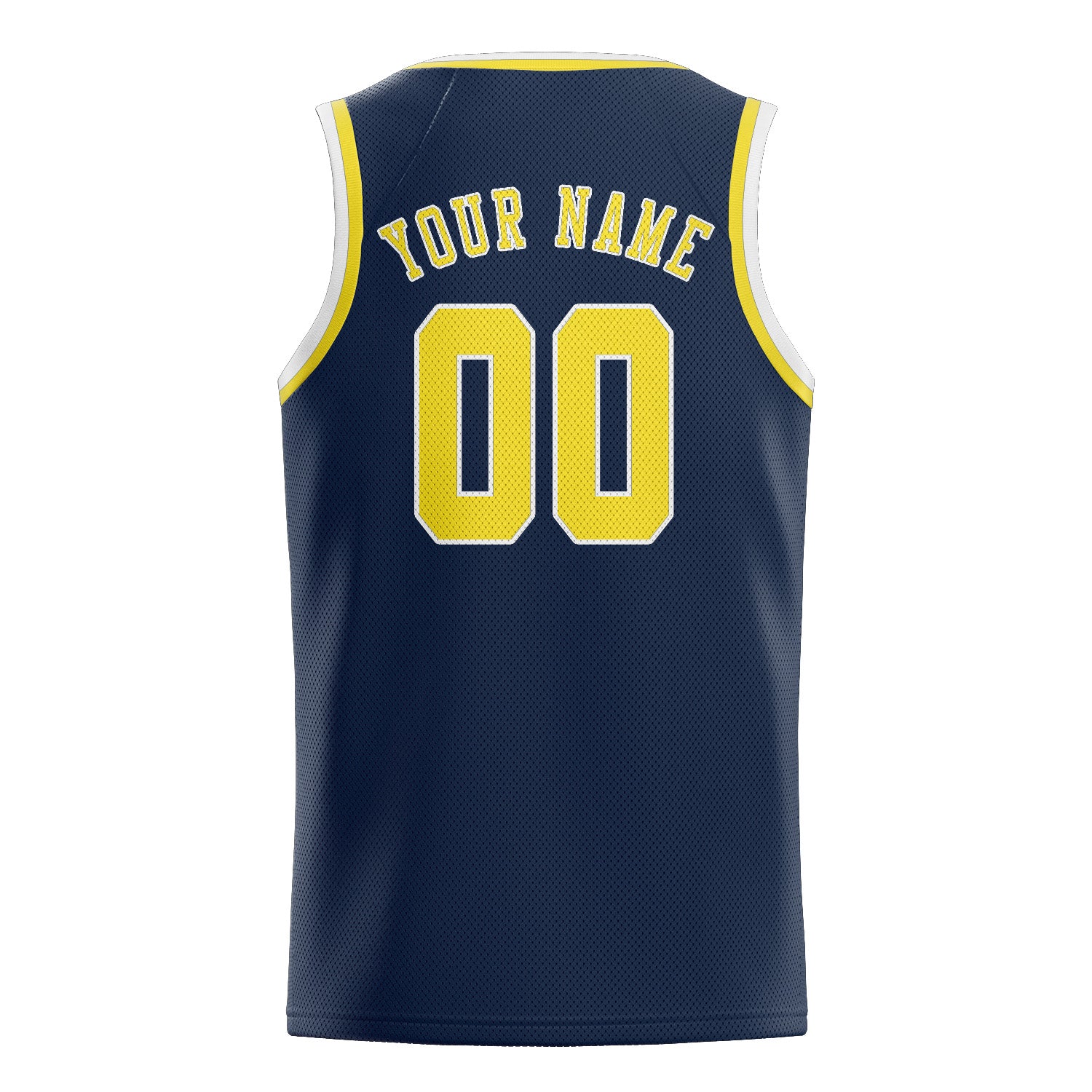 Benutzerdefiniertes Professionelles Marineblau Blassgelb Basketballtrikot
