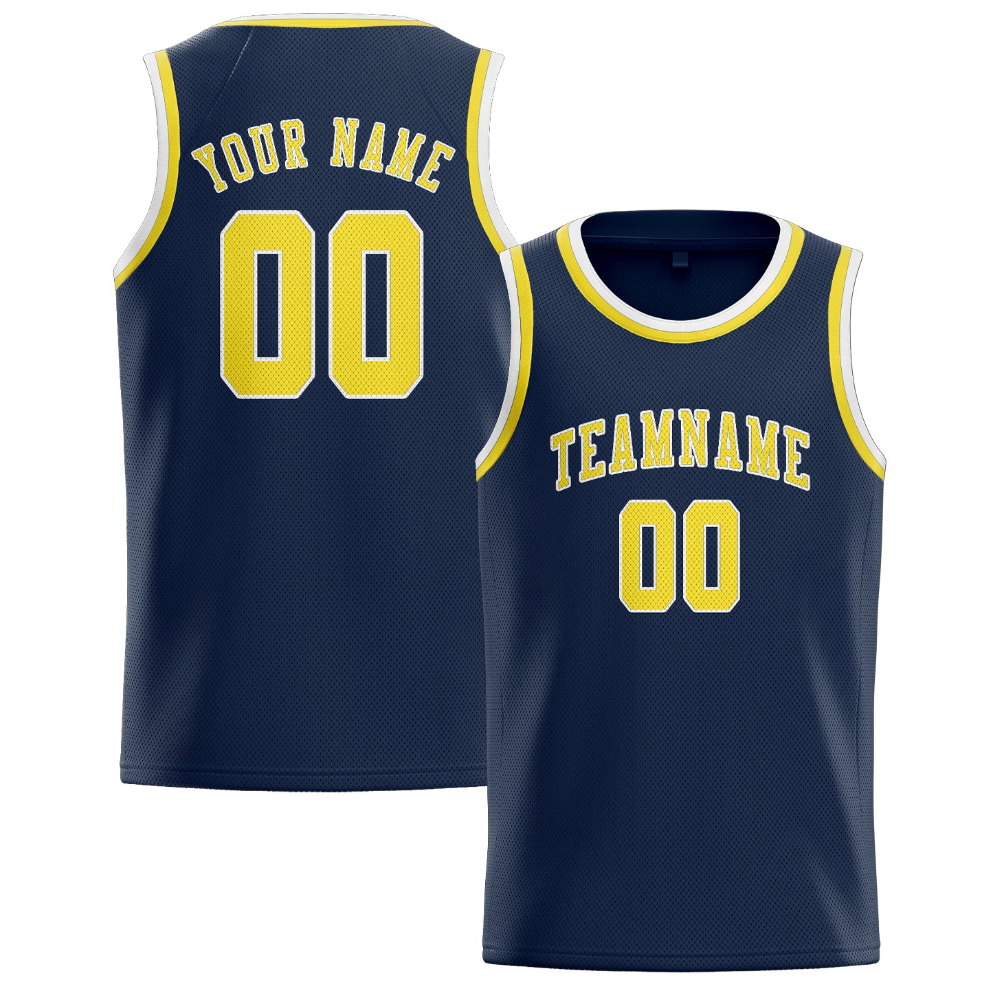 Benutzerdefiniertes Professionelles Marineblau Blassgelb Basketballtrikot