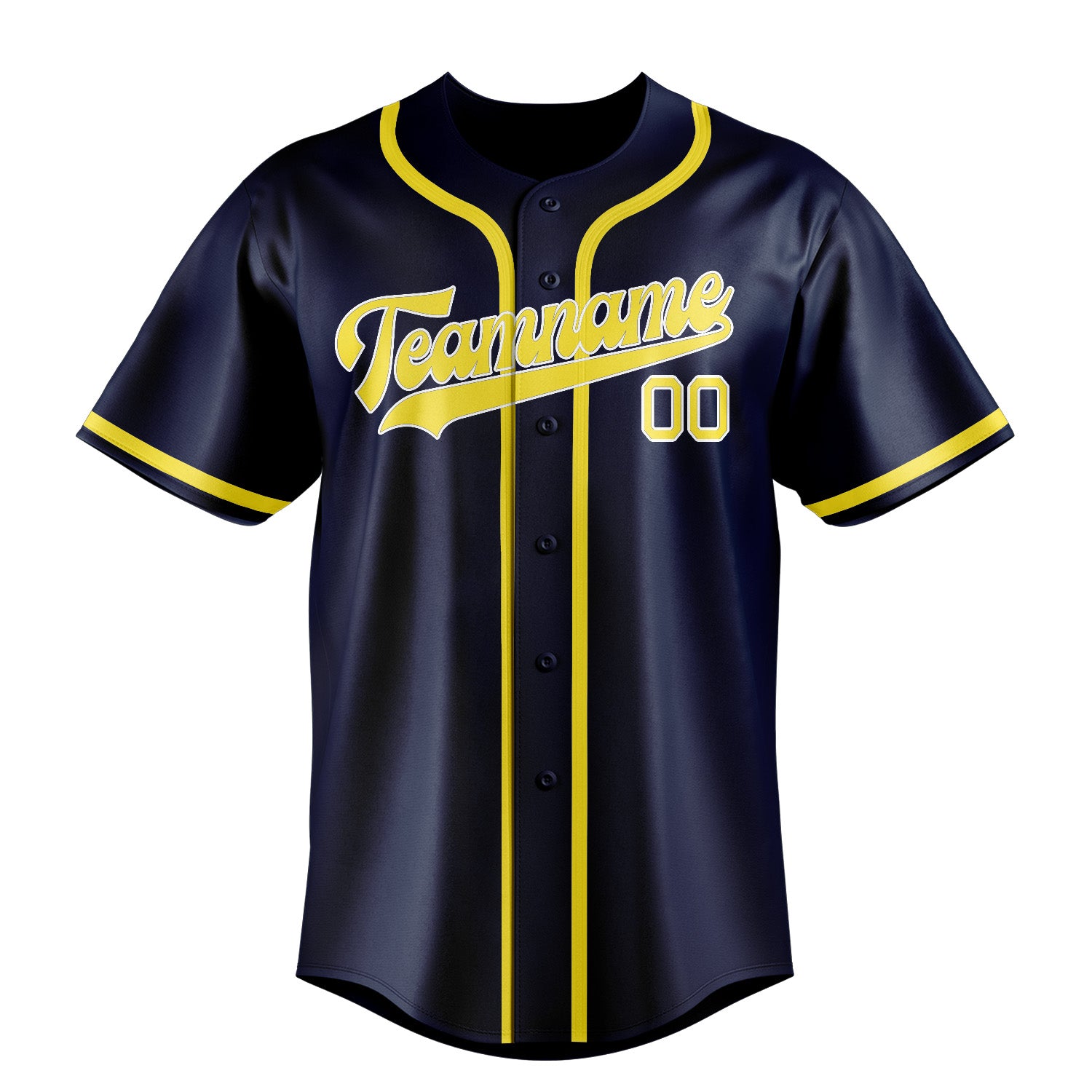 Benutzerdefiniertes Professionelles Marineblau Blassgelb Baseballtrikot