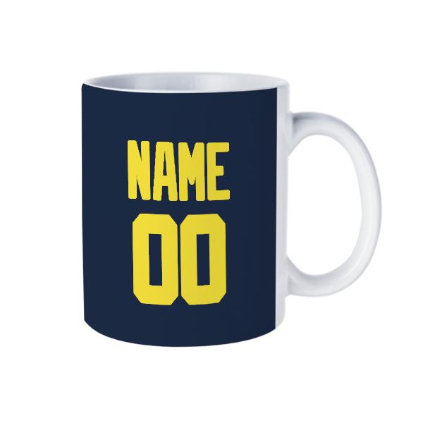 Tazza personalizzata blu navy giallo pallido