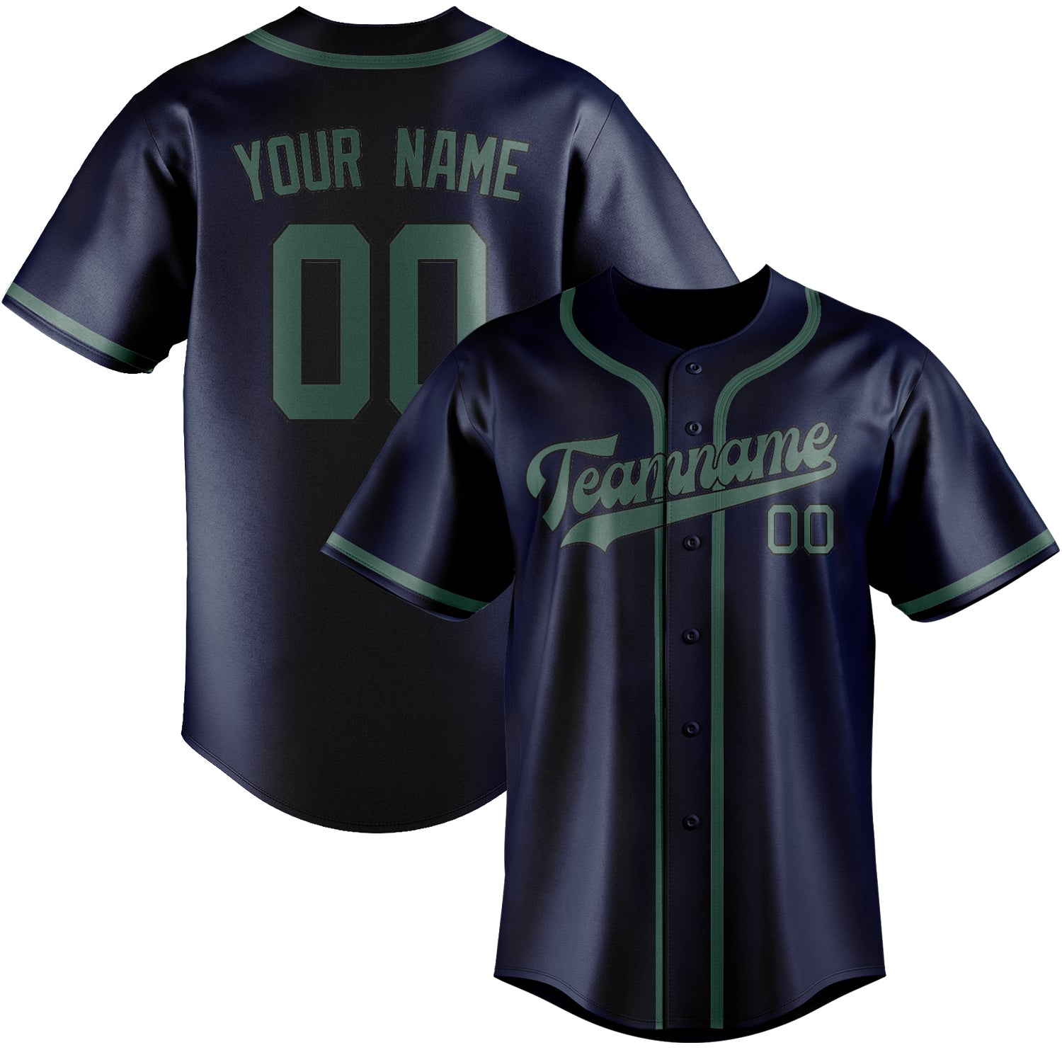 Benutzerdefiniertes Professionelles Marineblau Blaugrün Baseballtrikot