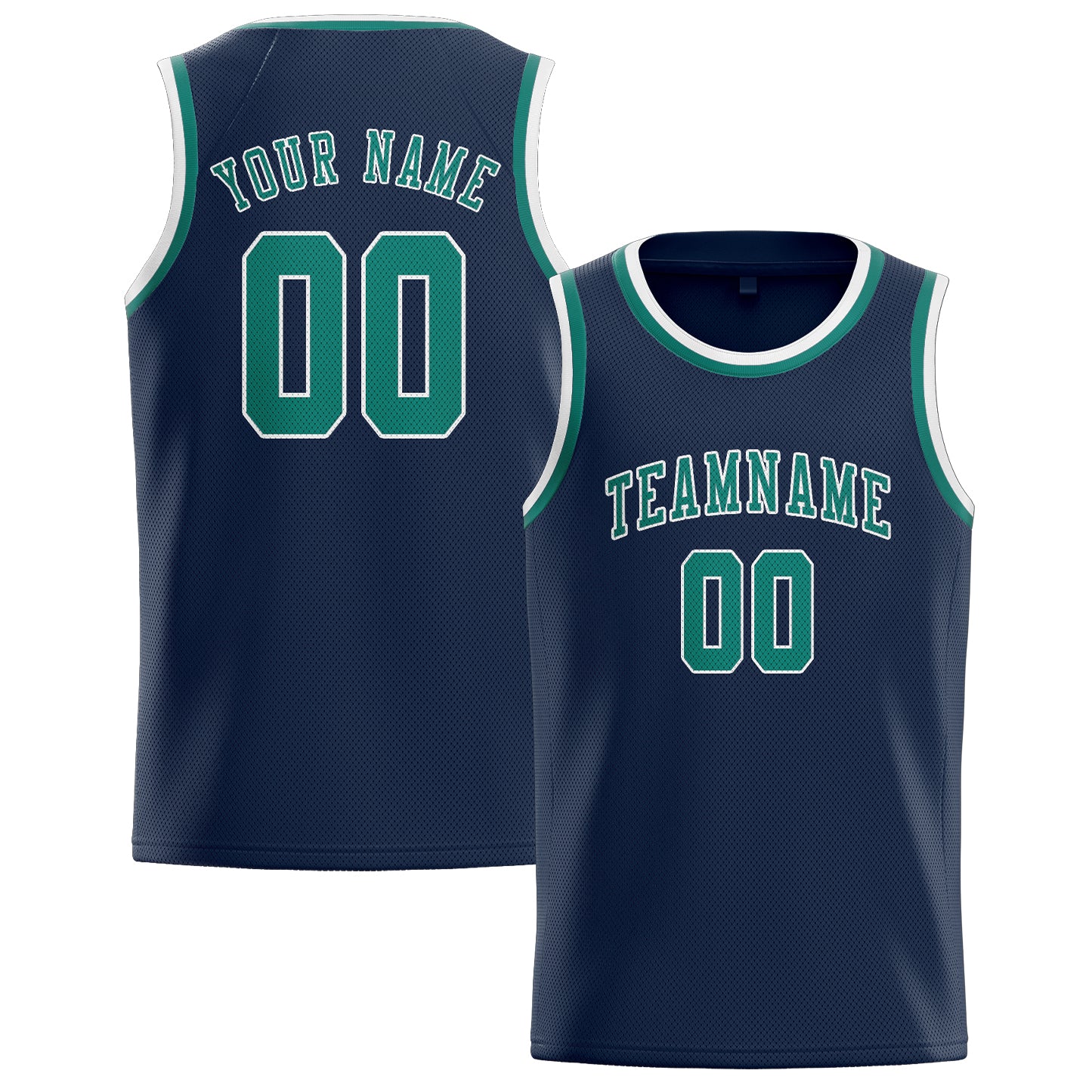 Benutzerdefiniertes Professionelles Marineblau Blaugrün Basketballtrikot