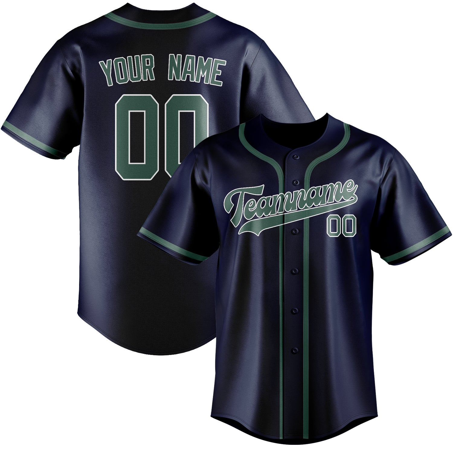 Benutzerdefiniertes Professionelles Marineblau Blaugrün Baseballtrikot