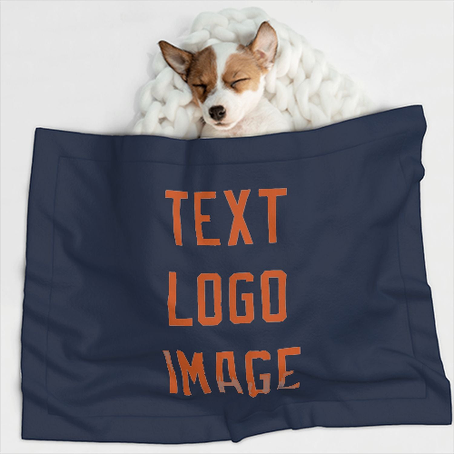 Coperta personalizzata blu navy arancione per animali domestici