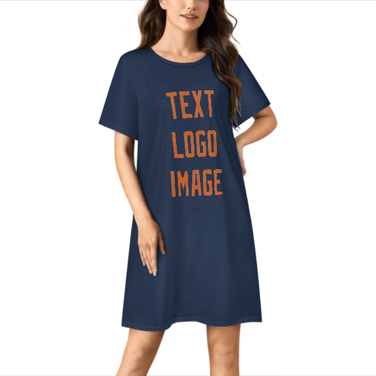 Maßgeschneidertes Marineblau Orange Nachthemd