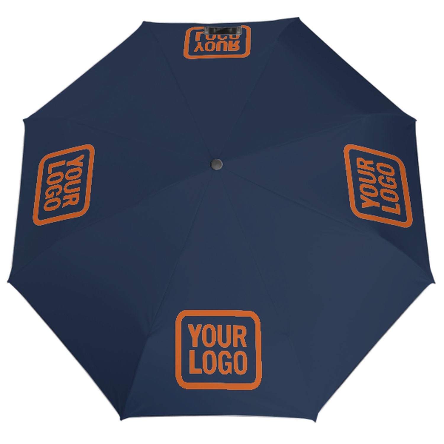 Maßgeschneidertes Marineblau Orange Automatik-Regenschirm
