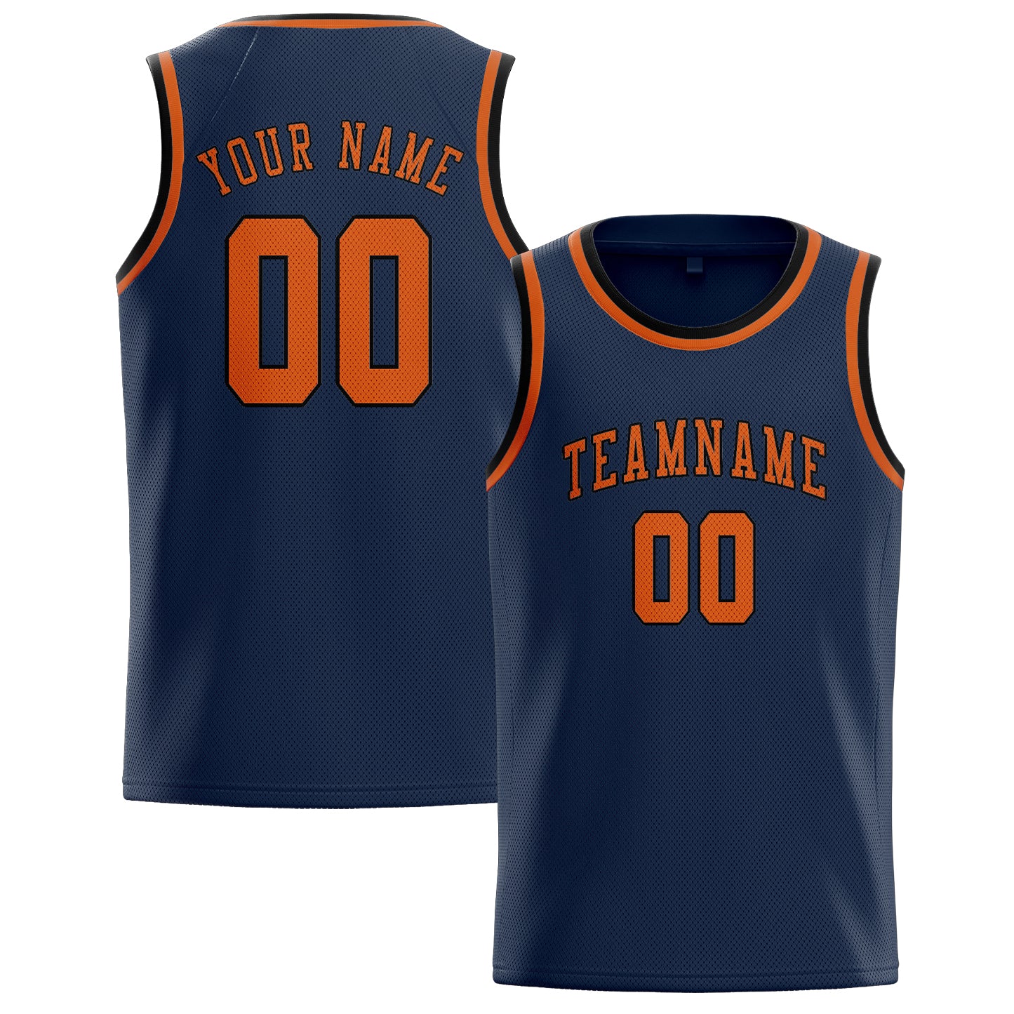 Benutzerdefiniertes Professionelles Marineblau Orange Basketballtrikot