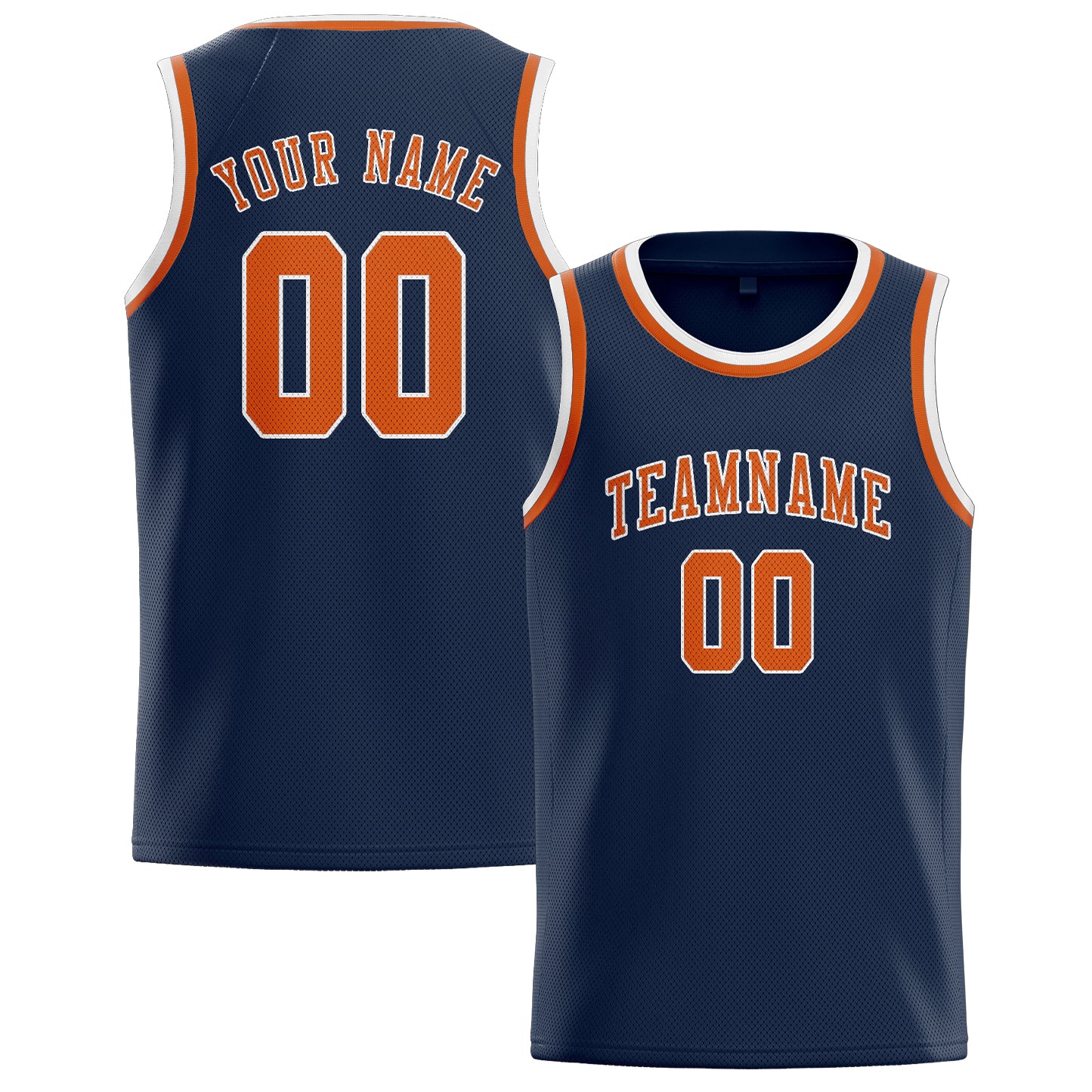 Benutzerdefiniertes Professionelles Marineblau Orange Basketballtrikot