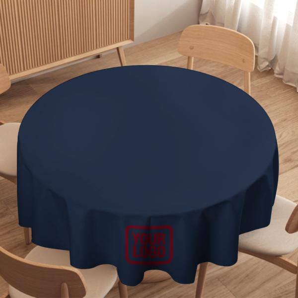 Maßgeschneidertes Marineblau Karmesinrot Runde Tischdecke