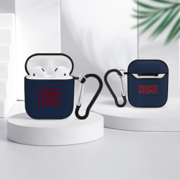 Maßgeschneidertes Marineblau Karmesinrot AirPods-Hülle