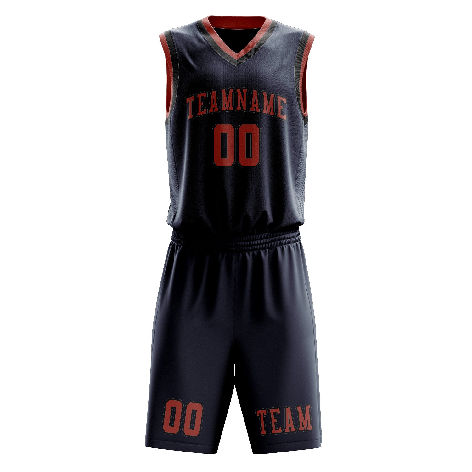 Benutzerdefiniertes Professionelles Marineblau Kupferrose Basketballtrikot-Set