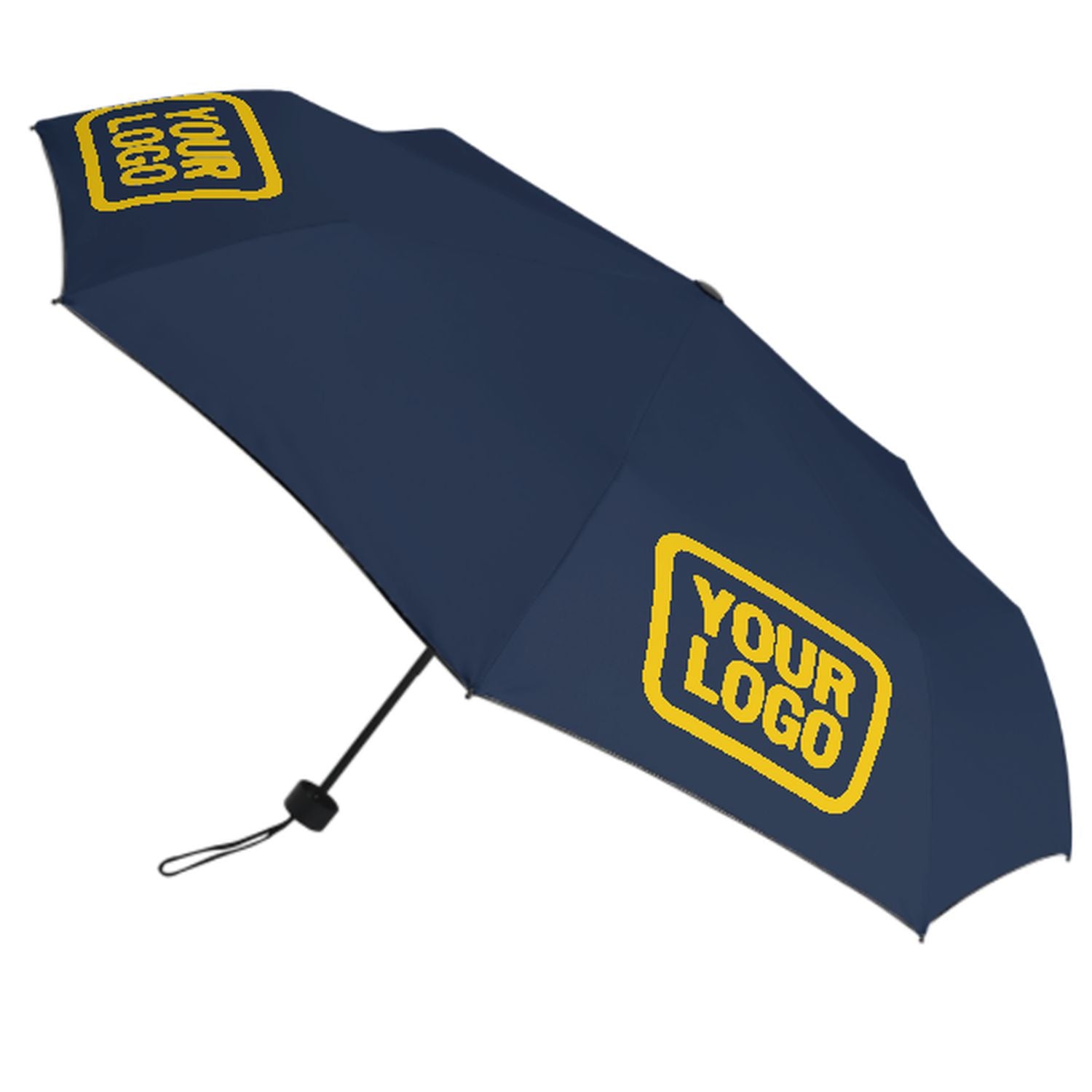 Maßgeschneidertes Marineblau Gold Automatik-Regenschirm