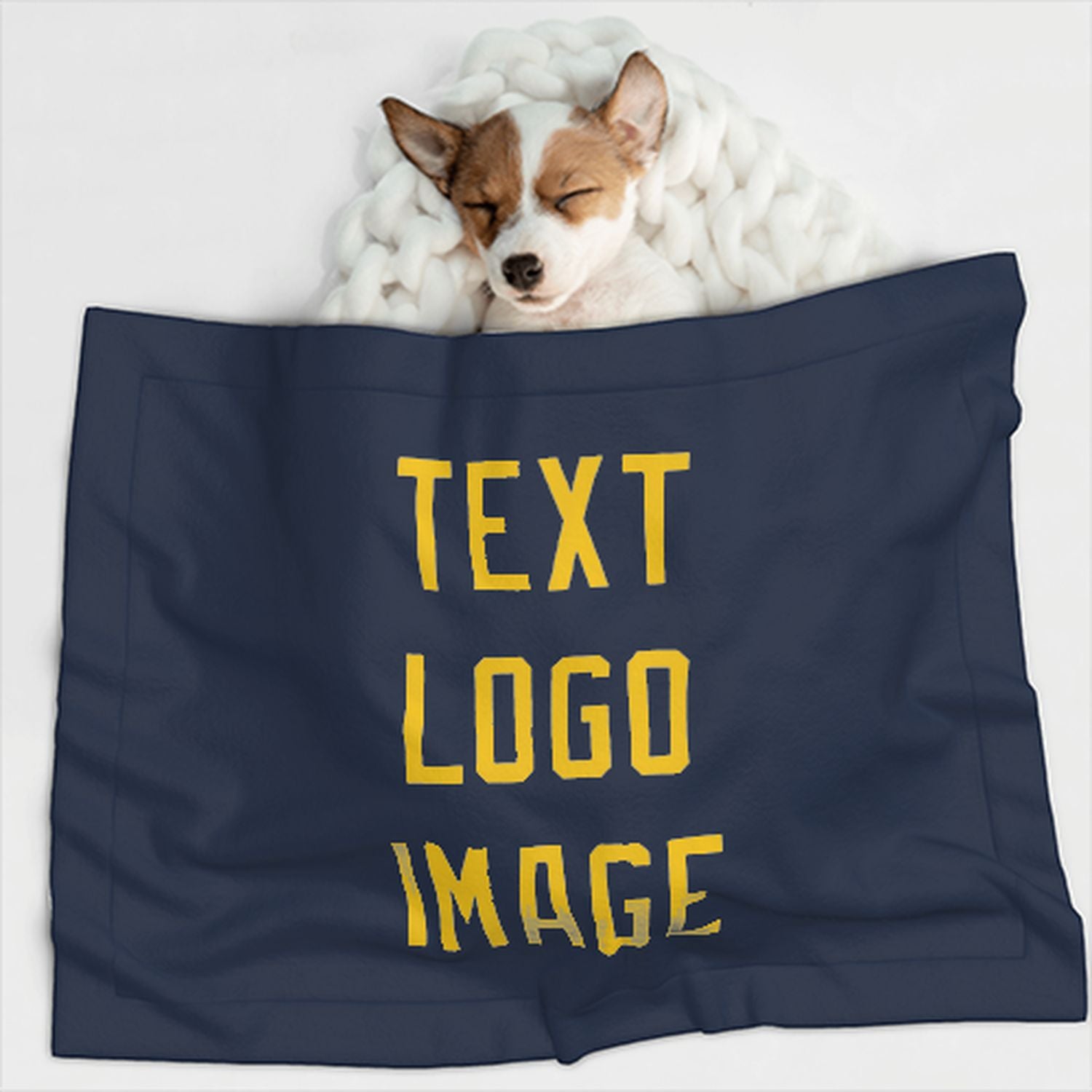 Coperta personalizzata per animali domestici blu navy e oro