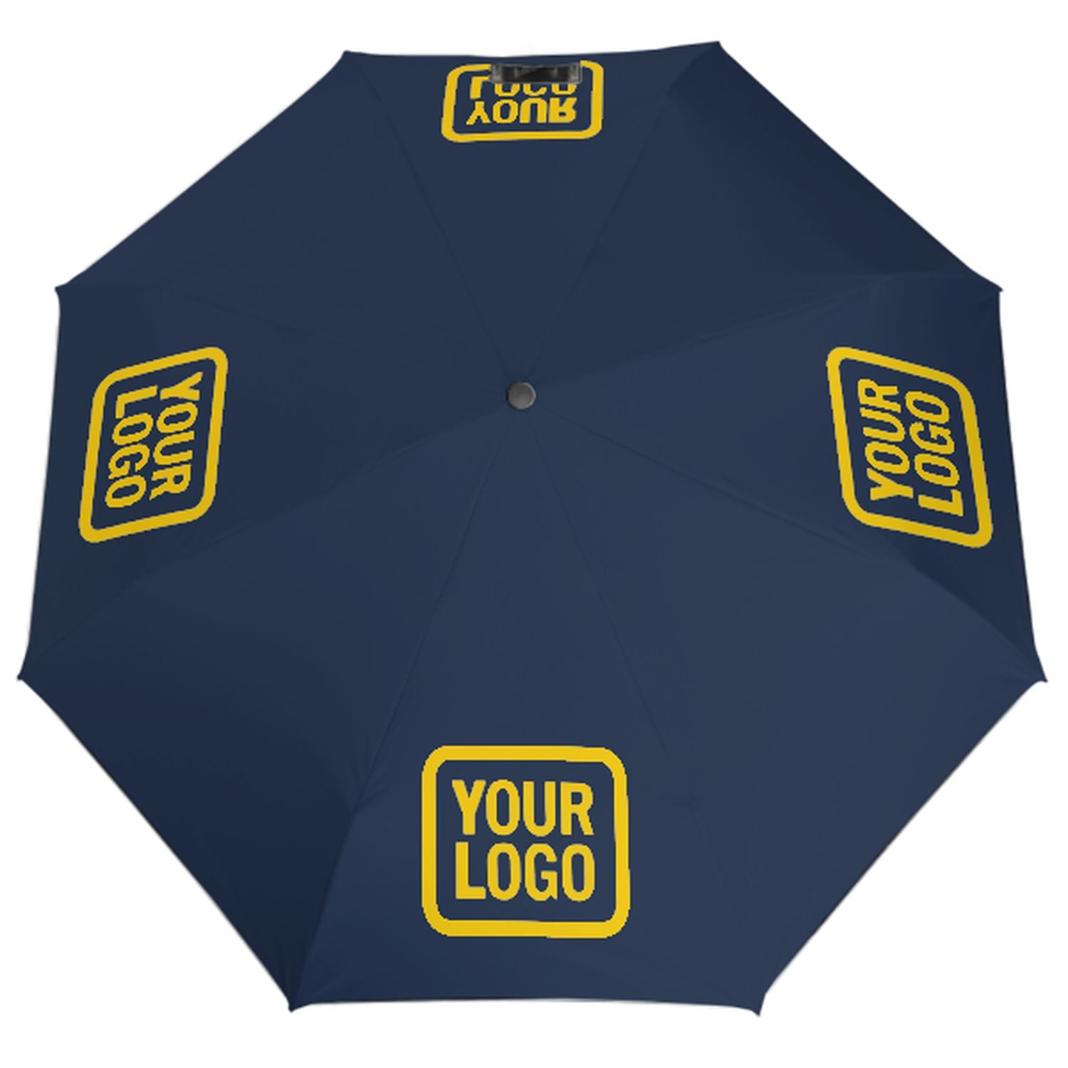 Maßgeschneidertes Marineblau Gold Automatik-Regenschirm