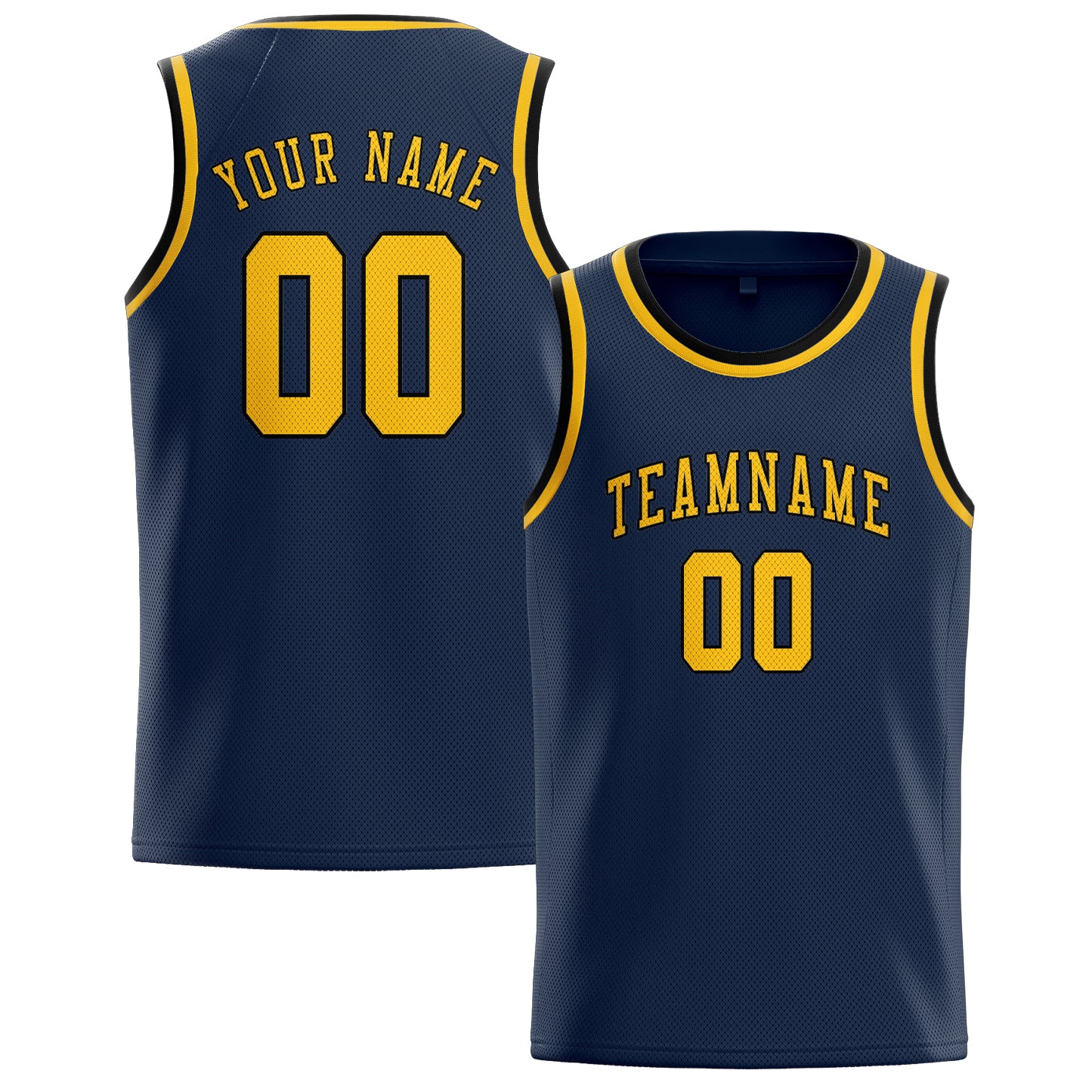 Benutzerdefiniertes Professionelles Marineblau Gold Basketballtrikot