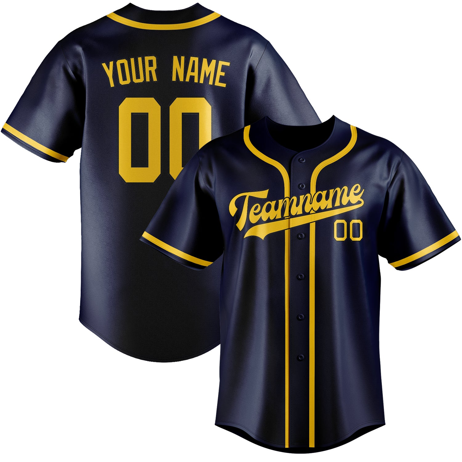 Benutzerdefiniertes Professionelles Marineblau Gold Baseballtrikot