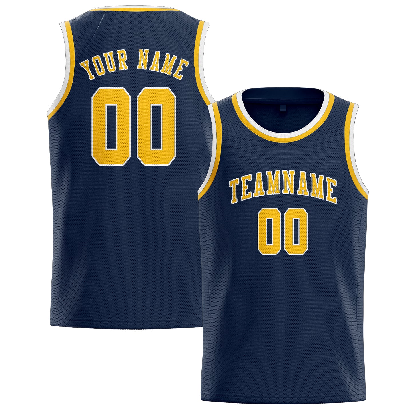 Benutzerdefiniertes Professionelles Marineblau Gold Basketballtrikot