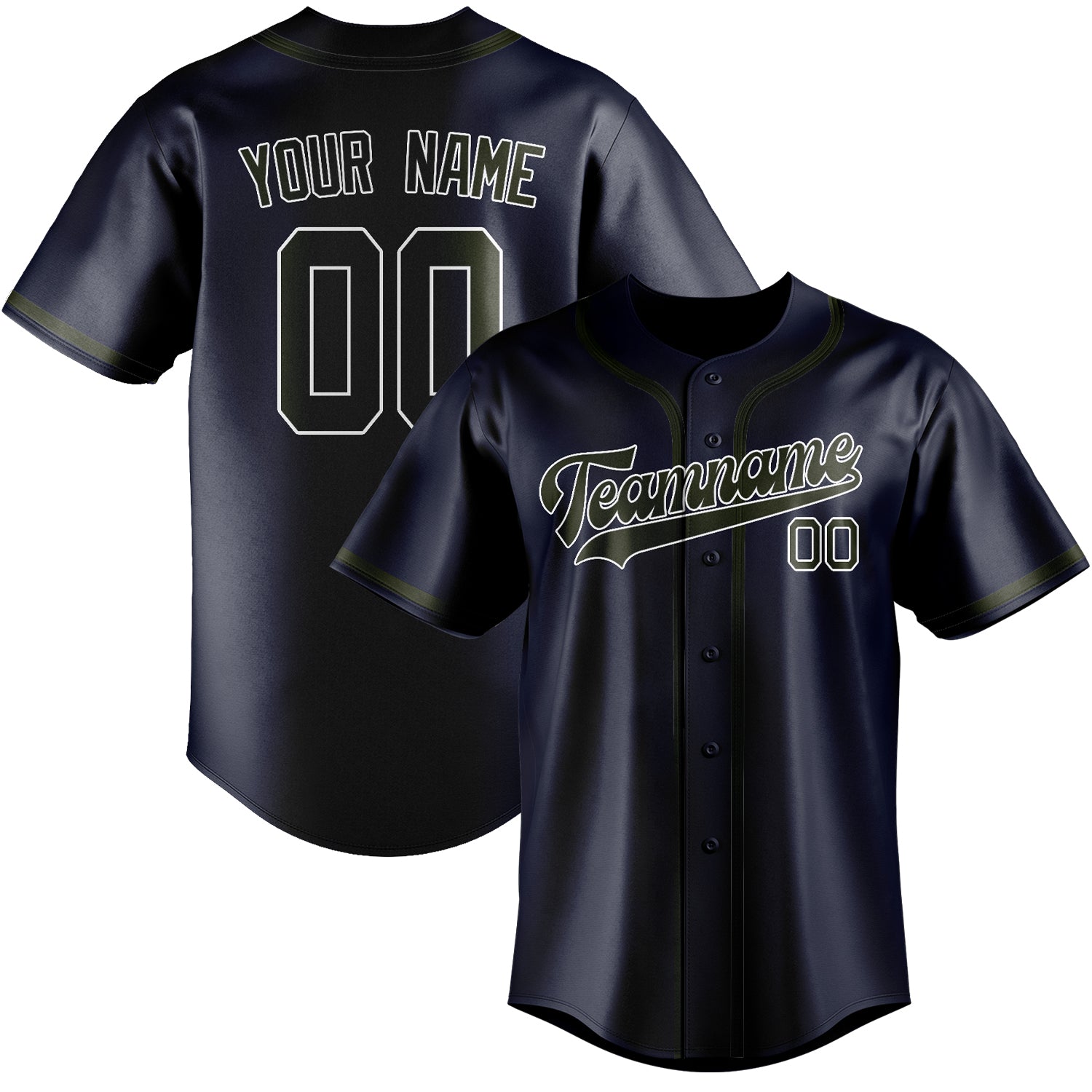 Benutzerdefiniertes Professionelles Stahlblau Dunkles Oliv Baseballtrikot