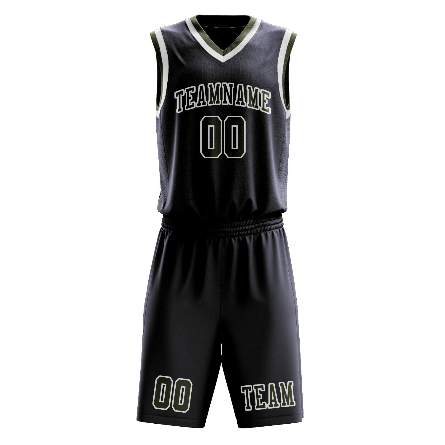 Benutzerdefiniertes Professionelles Stahlblau Dunkles Oliv Basketballtrikot-Set