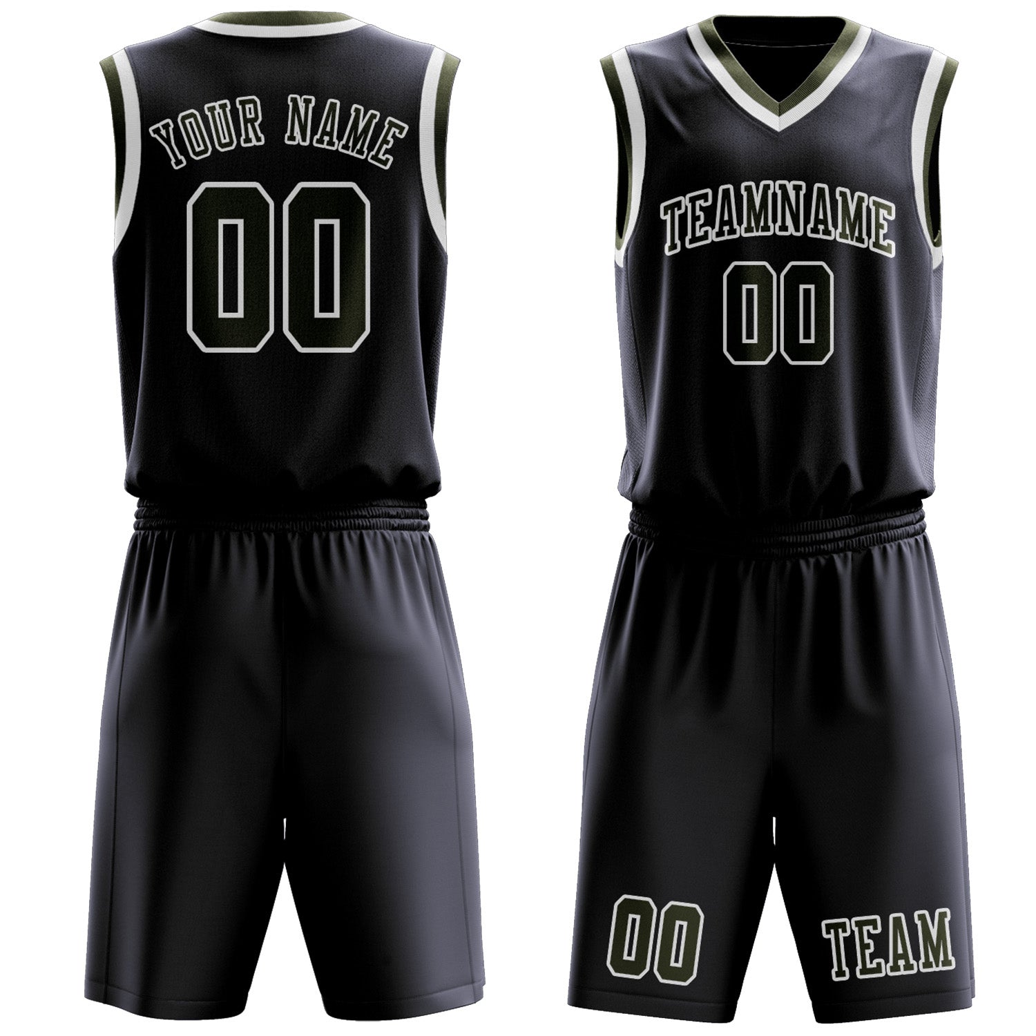 Benutzerdefiniertes Professionelles Stahlblau Dunkles Oliv Basketballtrikot-Set