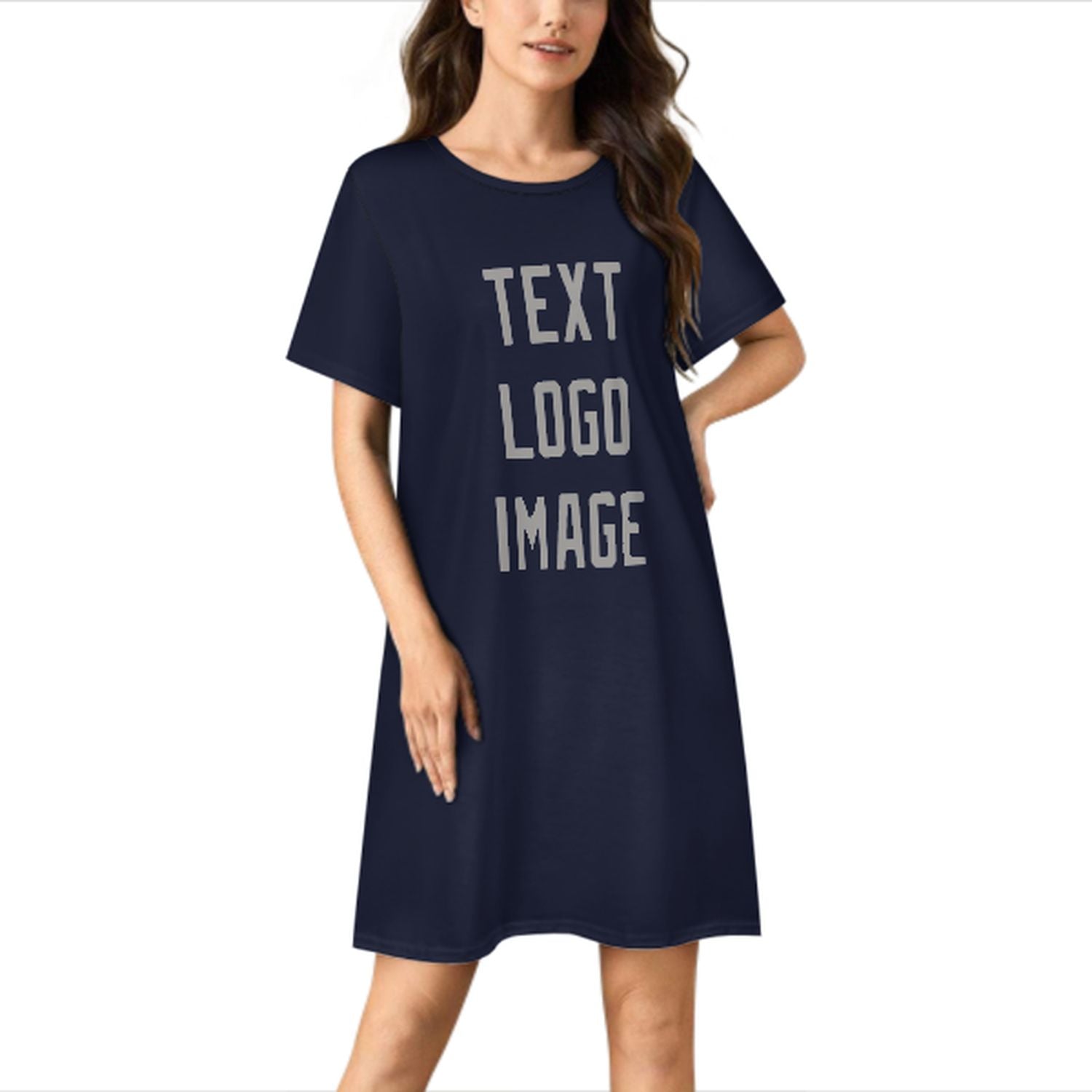 Camicia da notte su misura blu acciaio grigio