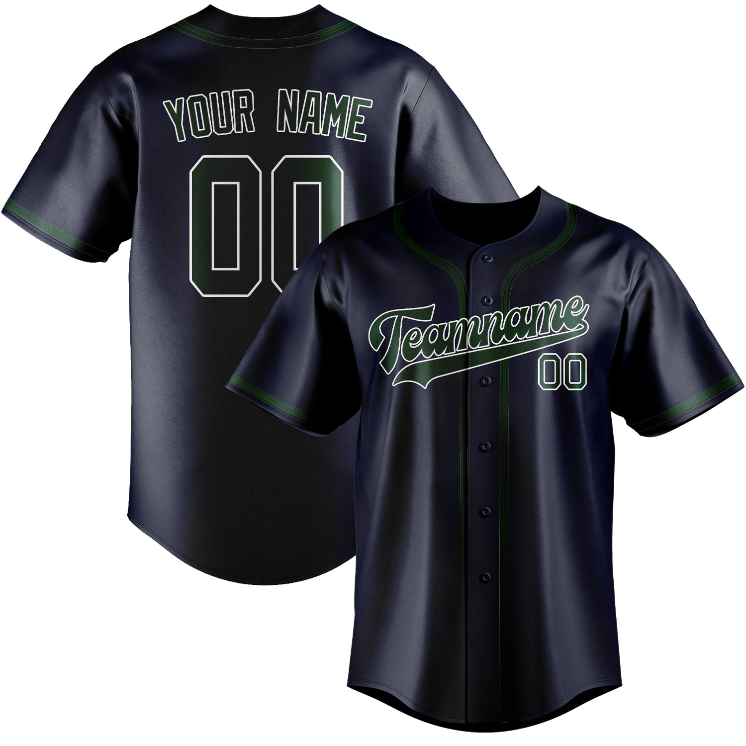 Benutzerdefiniertes Professionelles Stahlblau Moosgrün Baseballtrikot