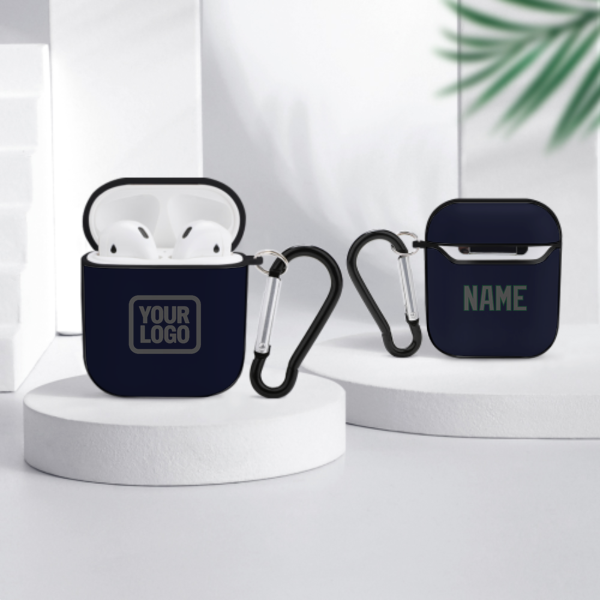 Maßgeschneidertes Stahlblau Dunkelgrau AirPods-Hülle