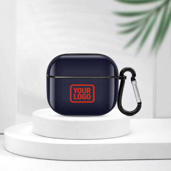 Maßgeschneidertes Stahlblau Orangerot AirPods-Hülle (3. Generation)