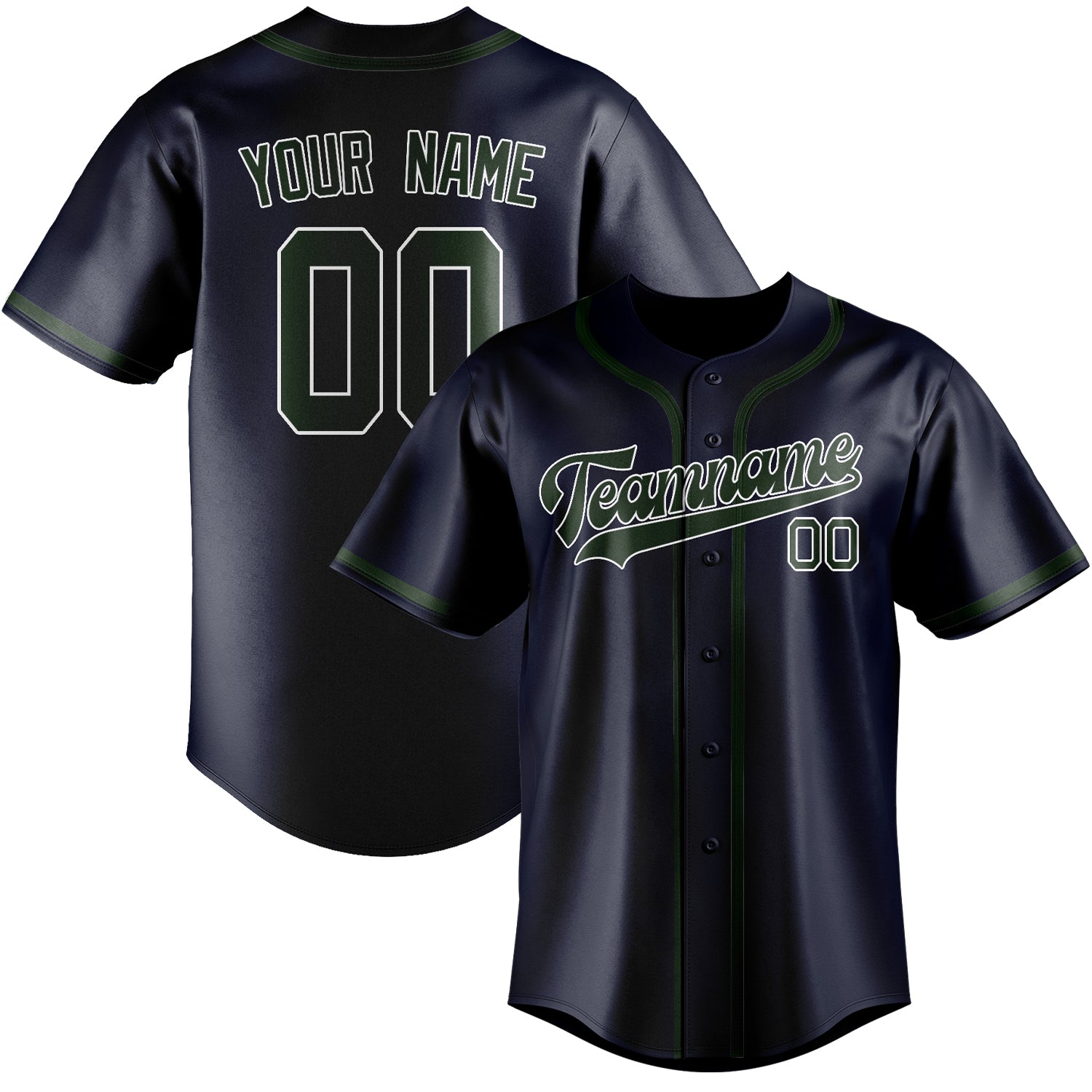 Benutzerdefiniertes Professionelles Stahlblau Tannengrün Baseballtrikot