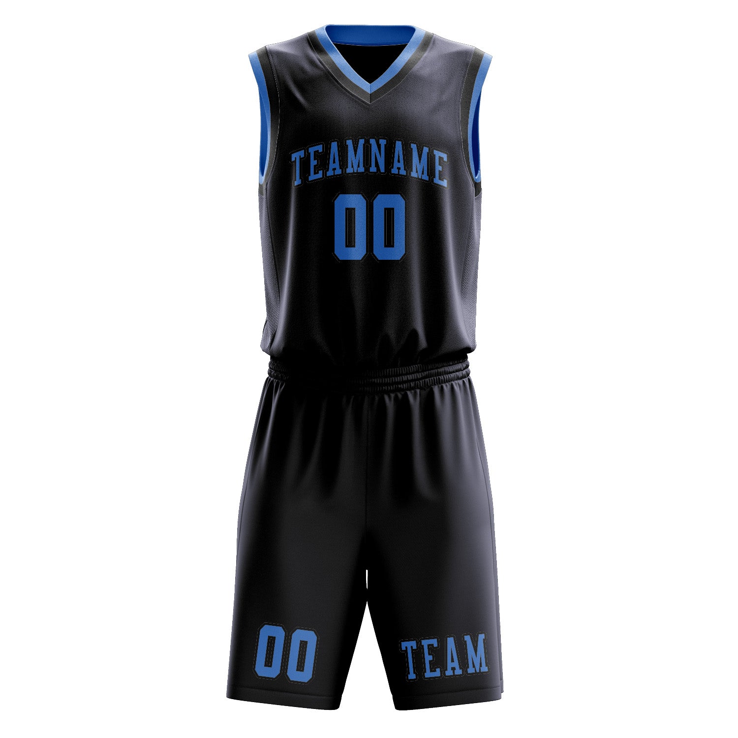 Benutzerdefiniertes Professionelles Stahlblau Hellblau Basketballtrikot-Set