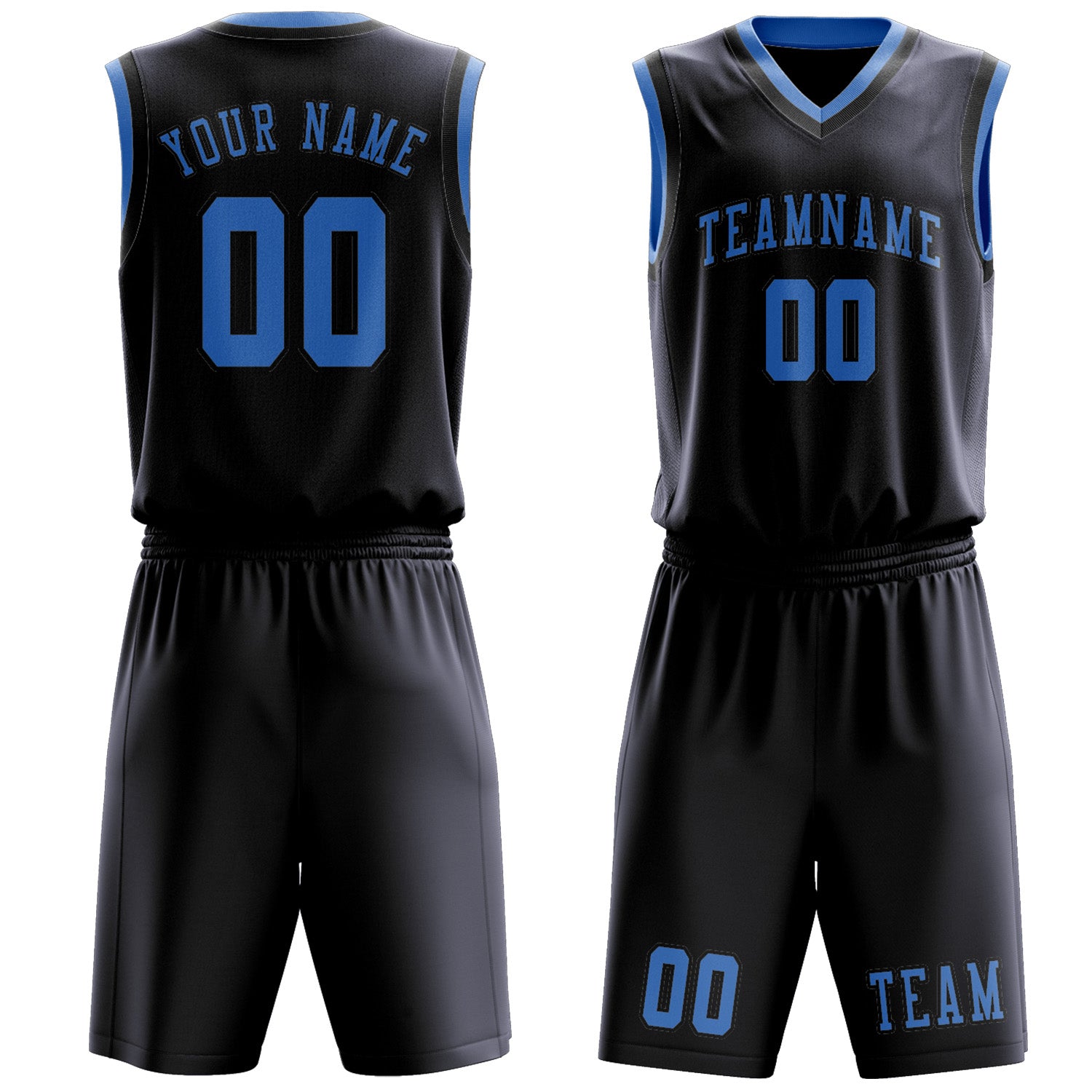 Benutzerdefiniertes Professionelles Stahlblau Hellblau Basketballtrikot-Set