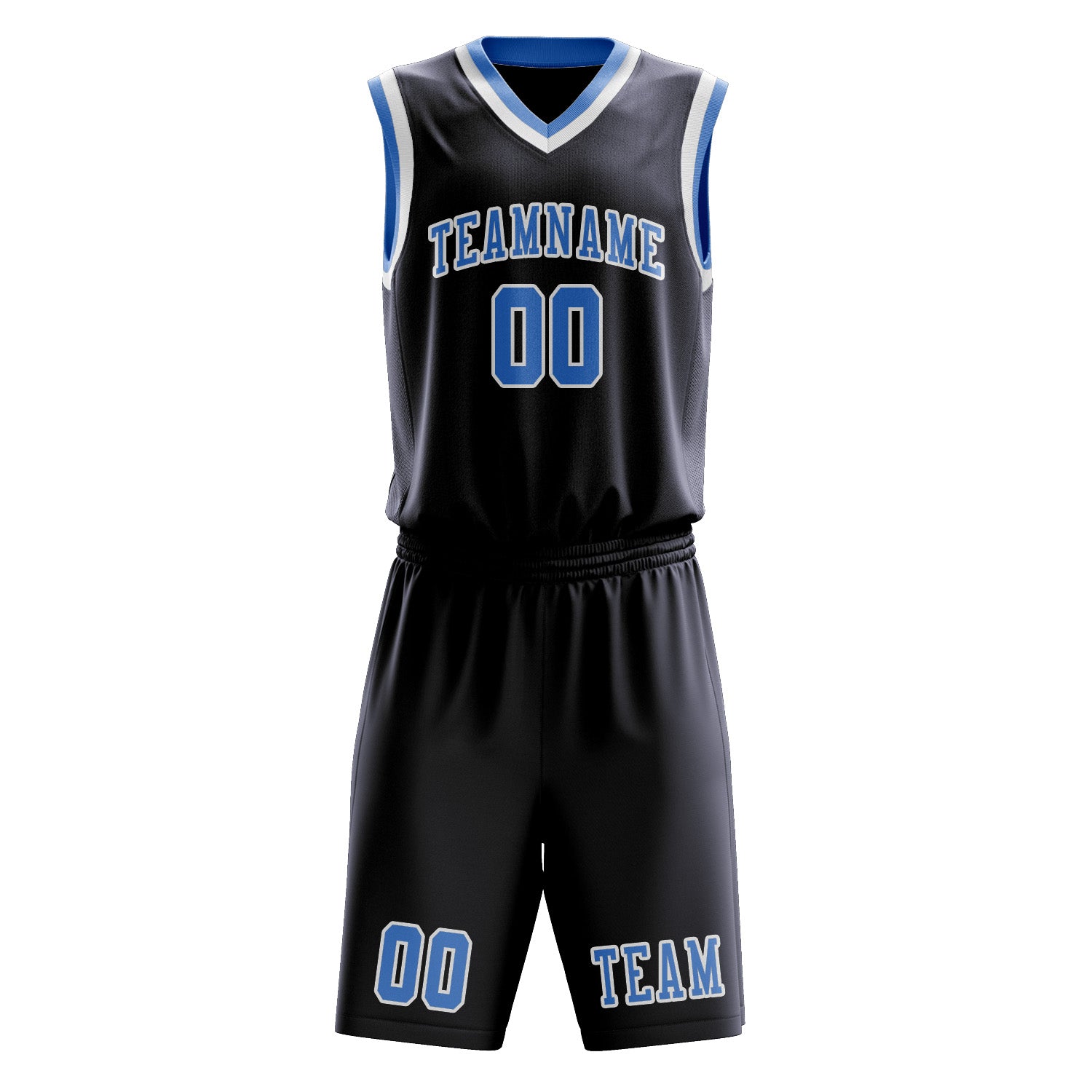 Benutzerdefiniertes Professionelles Stahlblau Hellblau Basketballtrikot-Set