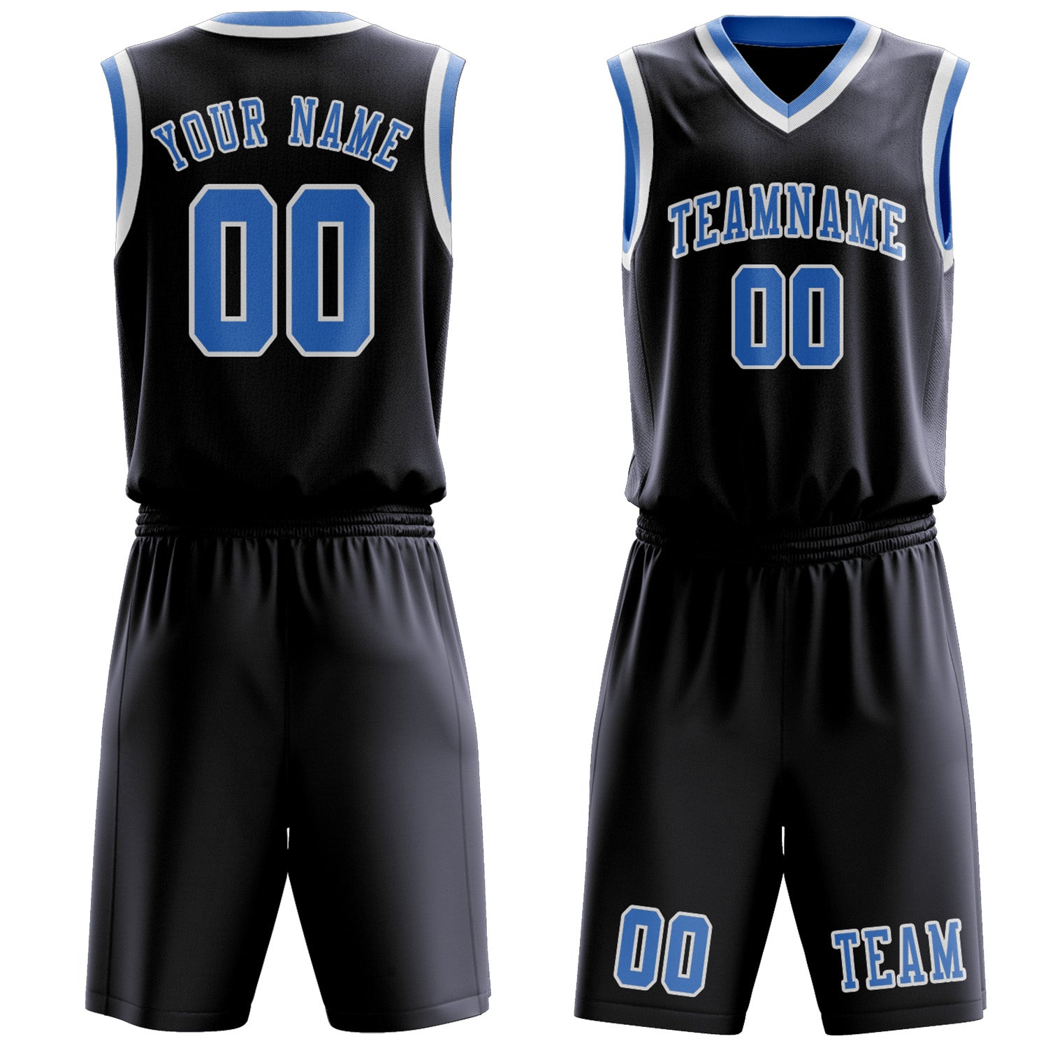 Benutzerdefiniertes Professionelles Stahlblau Hellblau Basketballtrikot-Set