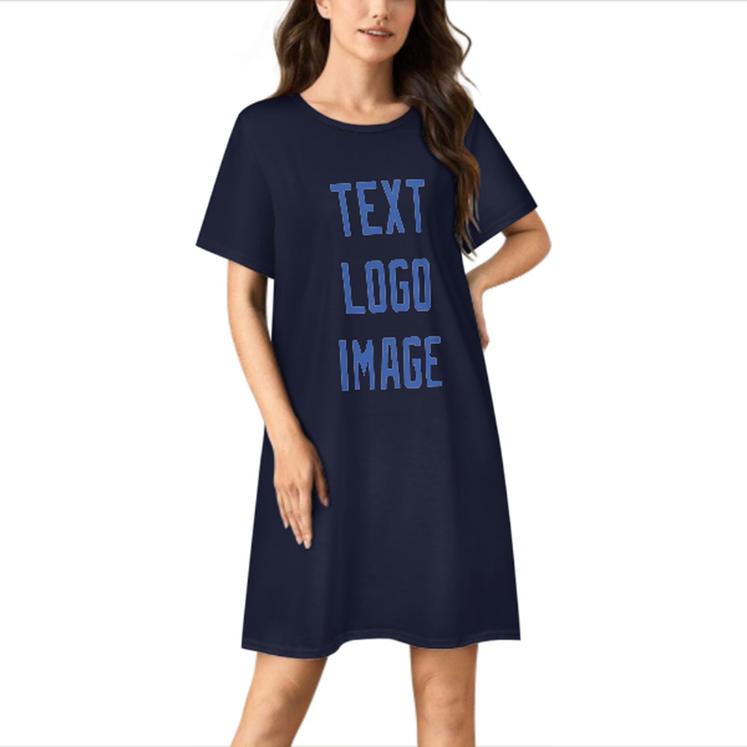 Camicia da notte su misura blu acciaio e azzurro cielo