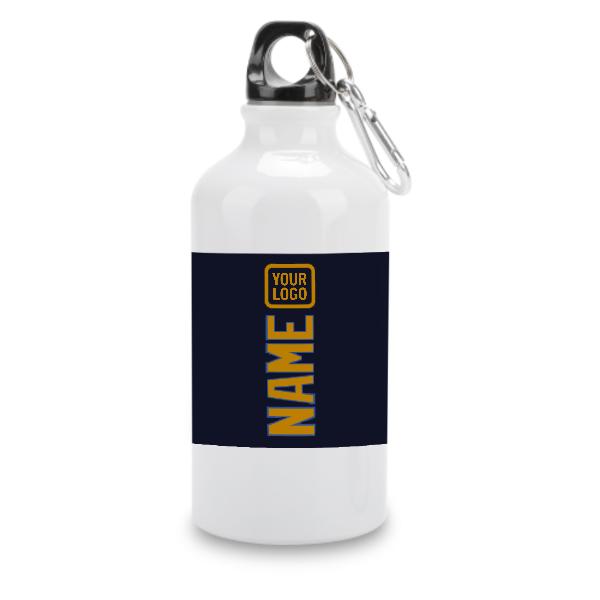 Maßgeschneidertes Stahlblau Gelb Sportflasche